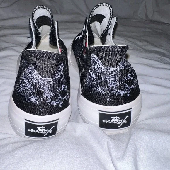 Y2K Ed Hardy Laceless Slip On Shoes Vintage Sneakers Womens Size 10 Eagle Tattoo - Picture 5 of 9